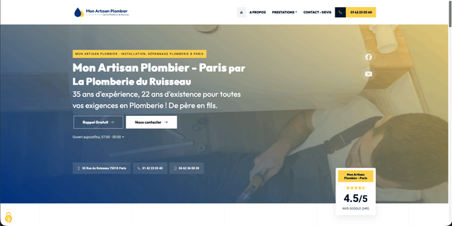 Création sites web et référencement Plomberie du Ruisseau