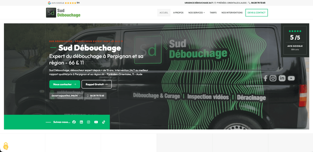 Sud Débouchage – Création du site web pour une entreprise de débouchage