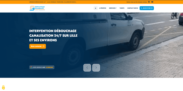 Création & référencement site web DB Débouchage Plomberie à Lille