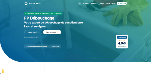 FP Débouchage Lyon – Site web pour une entreprise de débouchage à Lyon